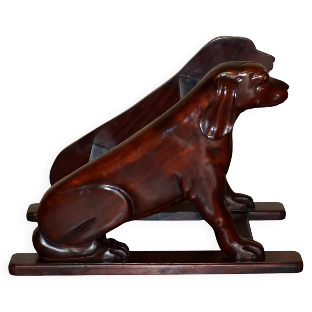 Paire de marches de bibliothèque en bois dur avec chiens sculptés, style Regency