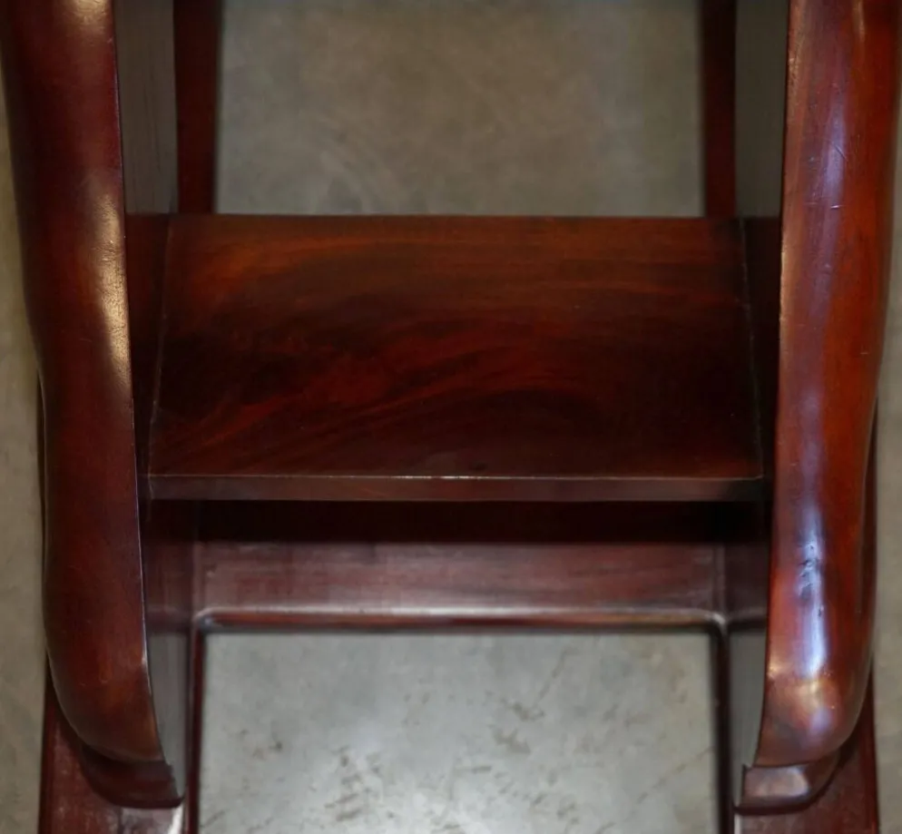 Paire de marches de bibliothèque en bois dur avec chiens sculptés, style Regency