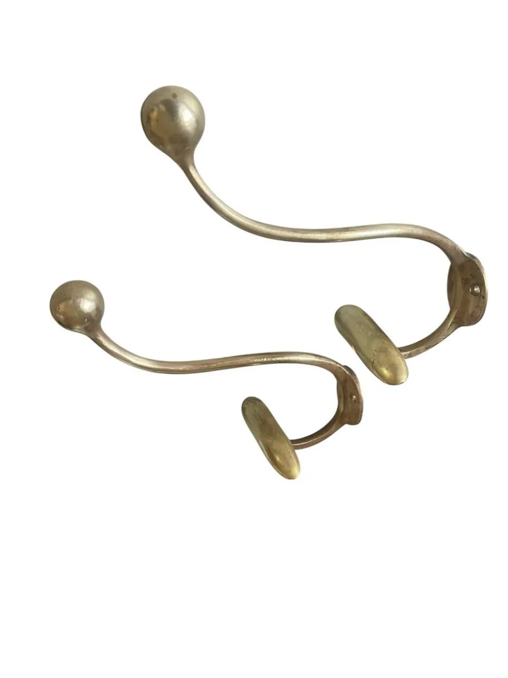 Paire de patères boules en laiton, XIXème