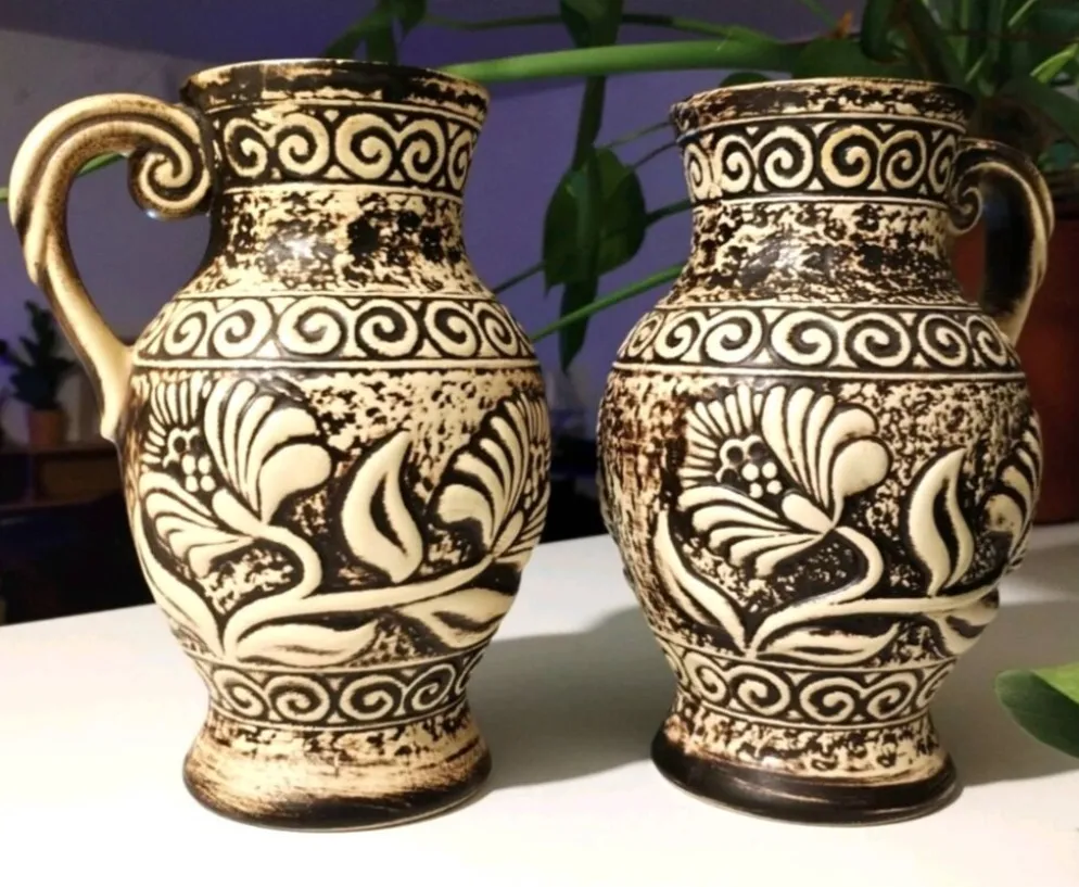 Paire de pichets, vases vintage Bay Keramik 671-20 – West Germany