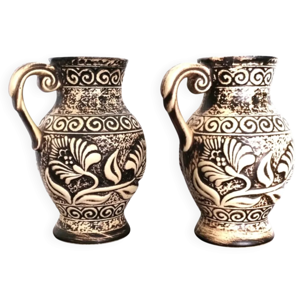 Paire de pichets, vases vintage Bay Keramik 671-20 – West Germany