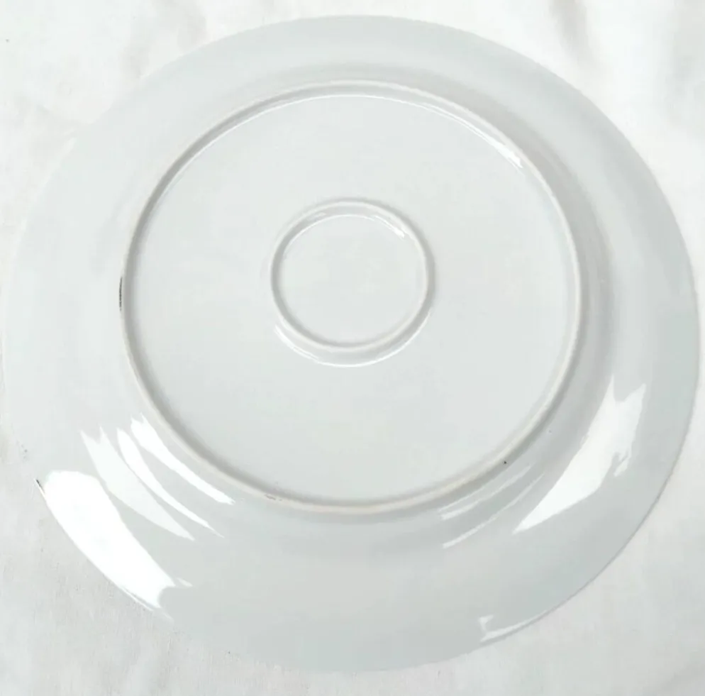 Paire De Plats Ronds Avec Liseret Doré En Porcelaine Blanche D : 29,5 Cm