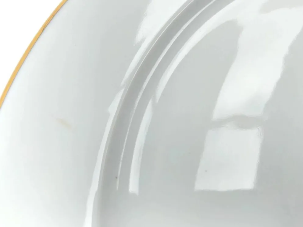 Paire De Plats Ronds Avec Liseret Doré En Porcelaine Blanche D : 29,5 Cm