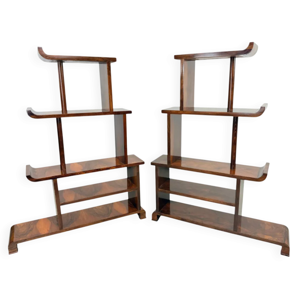 Paire de rares étagères à gradins / séparateurs de pièces de style Art Déco ancien