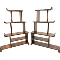 Paire de rares étagères à gradins / séparateurs de pièces de style Art Déco ancien