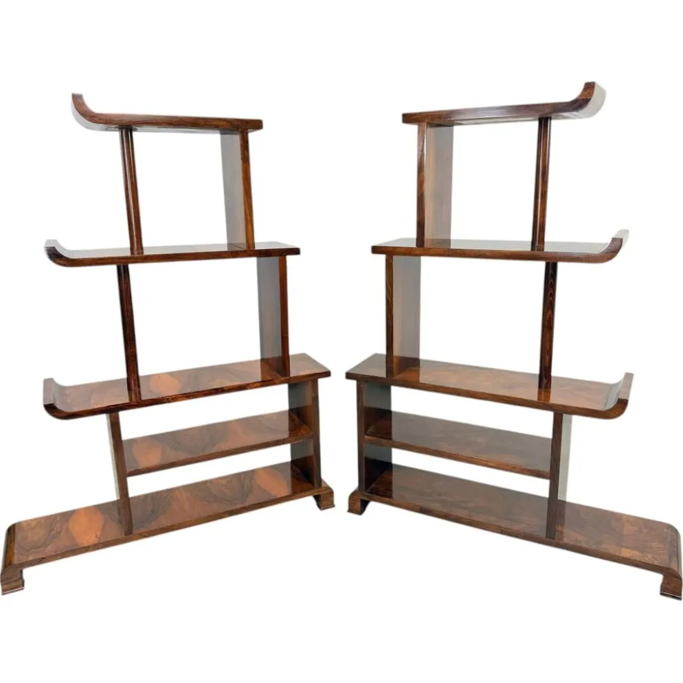 Paire de rares étagères à gradins / séparateurs de pièces de style Art Déco ancien