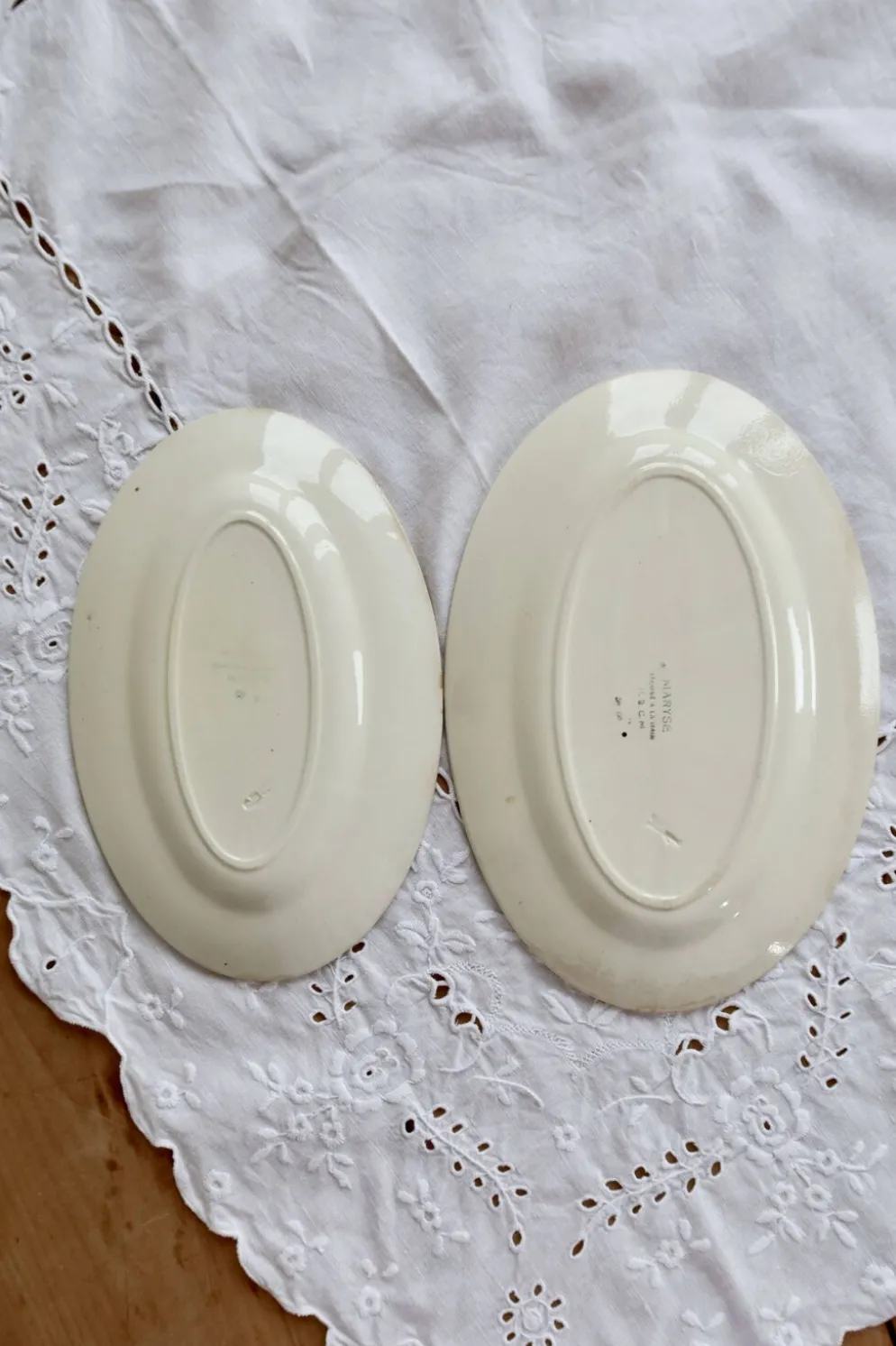 Paire de raviers anciens Creil et Montereau Maryse