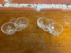 Paire De Saleron Ancien Art Déco Verre Moulé Salière Poivrier Vintage