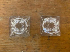 Paire De Saleron Ancien Cristal D’Arques Taillé Salière Poivrier Vinta