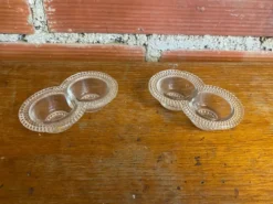 Paire De Saleron Ancien Verre Moulé Salière Poivrier Années 50 Vintage