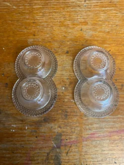 Paire De Saleron Ancien Verre Moulé Salière Poivrier Années 50 Vintage