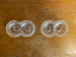 Paire De Saleron Ancien Verre Moulé Salière Poivrier Années 50 Vintage