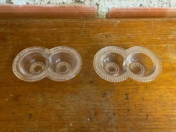 Paire De Saleron Ancien Verre Moulé Salière Poivrier Années 50 Vintage