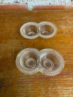 Paire De Saleron Ancien Verre Moulé Salière Poivrier Années 50 Vintage
