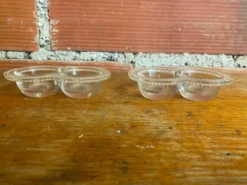 Paire De Saleron Ancien Verre Moulé Salière Poivrier Années 50 Vintage