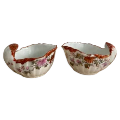 Paire de salerons coquille style Louis XV porcelaine du XIXeme