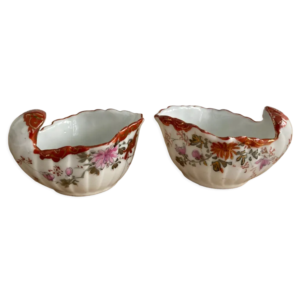 Paire de salerons coquille style Louis XV porcelaine du XIXeme