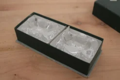 Paire de salerons en cristal Daum France avec coffret et cuillère