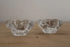 Paire de salerons en cristal Daum France avec coffret et cuillère