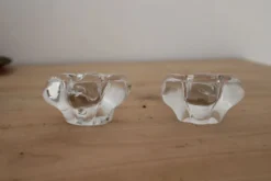 Paire de salerons en cristal Daum France avec coffret et cuillère