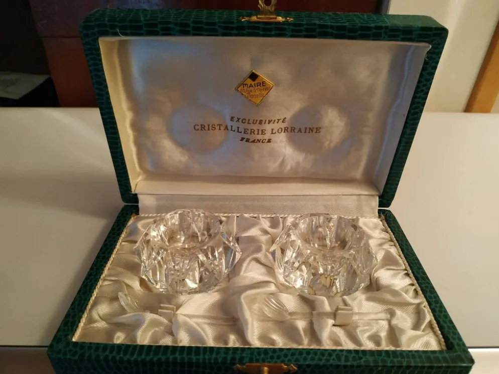 Paire de salerons en cristal de Lorraine