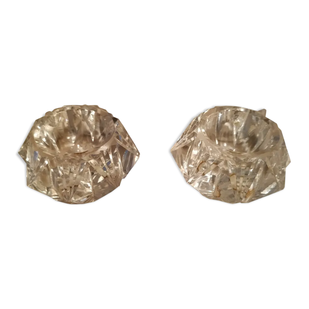 Paire de salerons en cristal de Lorraine