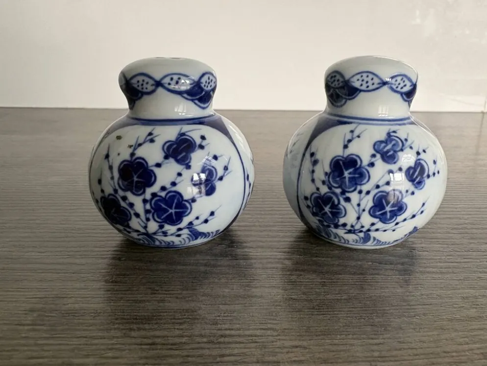 Paire de salière et poivrière en porcelaine