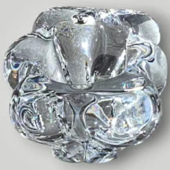 Paire de salières en cristal et cuillère en verre signées Daum Cristal