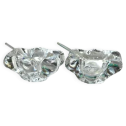 Paire de salières en cristal et cuillère en verre signées Daum Cristal