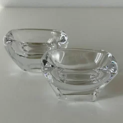 Paire de salières ou salerons en cristal incolore de la maison Daum Nancy