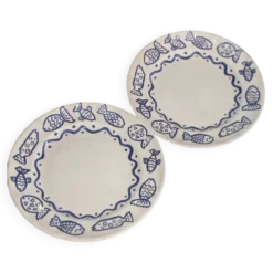 Paire des assiettes Castellania Italie décor poissons bleus
