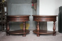Paire de table de nuit bois arrondies, table de chevet, bout de canapé