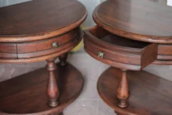 Paire de table de nuit bois arrondies, table de chevet, bout de canapé