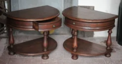 Paire de table de nuit bois arrondies, table de chevet, bout de canapé