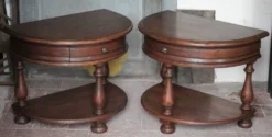 Paire de table de nuit bois arrondies, table de chevet, bout de canapé