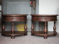 Paire de table de nuit bois arrondies, table de chevet, bout de canapé