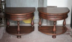 Paire de table de nuit bois arrondies, table de chevet, bout de canapé