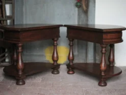 Paire de table de nuit bois arrondies, table de chevet, bout de canapé