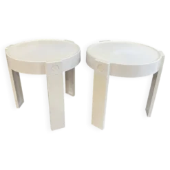 Paire de tables basse appoint chevet gigogne ronde Marc Held pour Prisunic