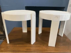 Paire de tables basse appoint chevet gigogne ronde Marc Held pour Prisunic