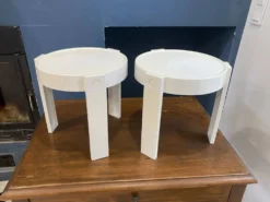 Paire de tables basse appoint chevet gigogne ronde Marc Held pour Prisunic