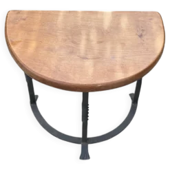 Paire de tables chêne et fer forge des années 30, Art déco