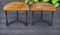 Paire de tables chêne et fer forge des années 30, Art déco