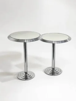 Paire de tables d'appoint en chrome miroir, années 1980.