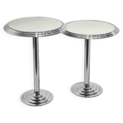 Paire de tables d'appoint en chrome miroir, années 1980.