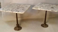 Paire De Tables De Bistrot Piètement Fonte Dessus Marbre