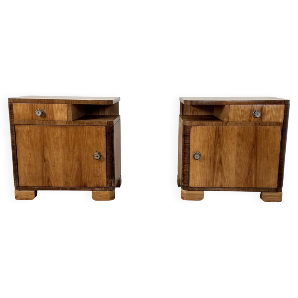 Paire de tables de chevet Art Déco, design épuré, années 1950