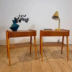 Paire de tables de chevet danoises en chêne, années 1960