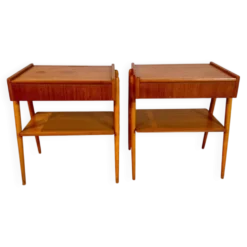 Paire de tables de chevet danoises en chêne, années 1960