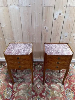 Paire de tables de chevet de style Louis XV en marqueterie